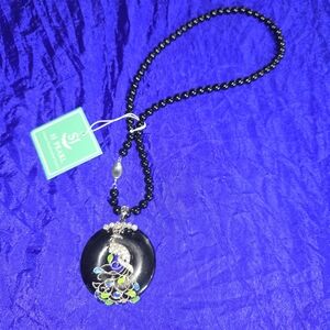 Elegant Black and Silver Peacock Necklace
